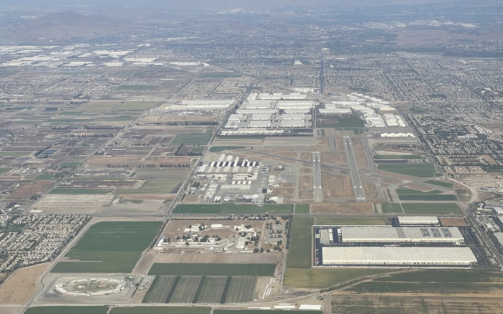 Aerial view of Chino Airport and surrounding residential development